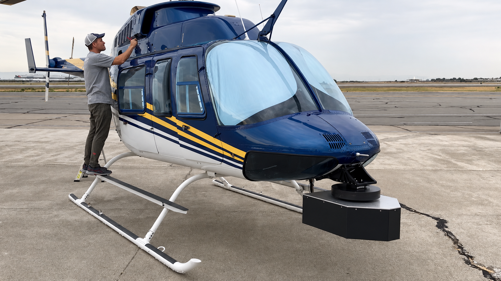 Aerial data collection helicopter with LiDAR sensor